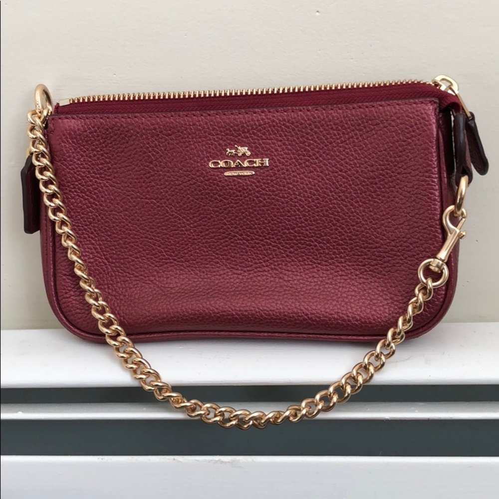 Coach Clutch With Chain Oxblood NWOT
